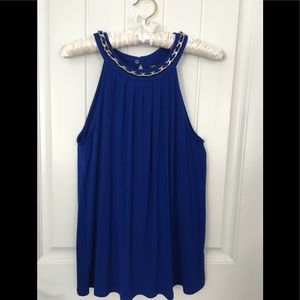 Cable & Gauge Sleeveless Blouse Tunic Top w/Chain